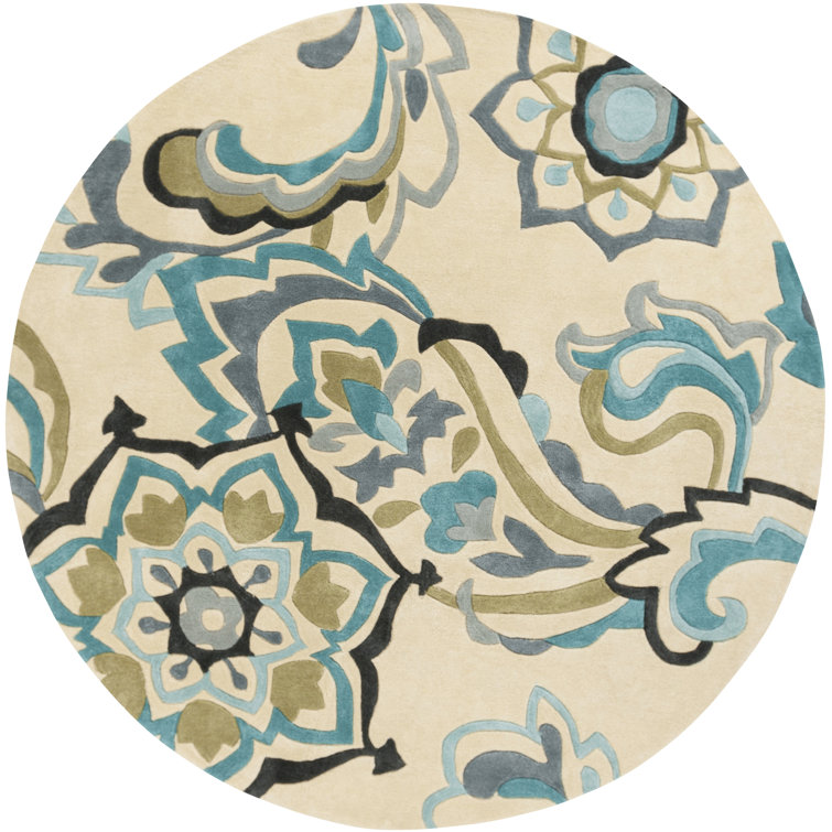 Charlton Home® Windsor Abstract Handmade Tufted Blue/Beige Area Rug